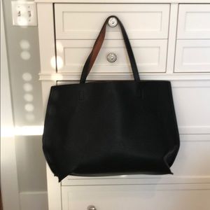 New Reversible Black/Cognac Vegan Leather Bag